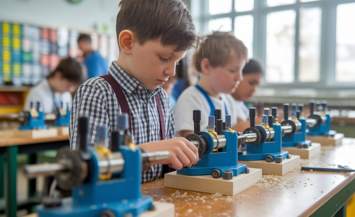 What are the benefits of using mini wood lathes in schools