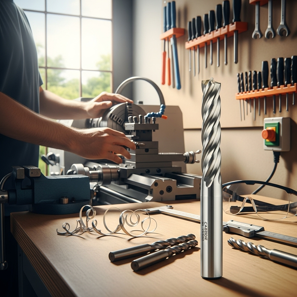 Generate an eye-catching, high-quality featured image prompt for a blog post about: Carbide End Mill