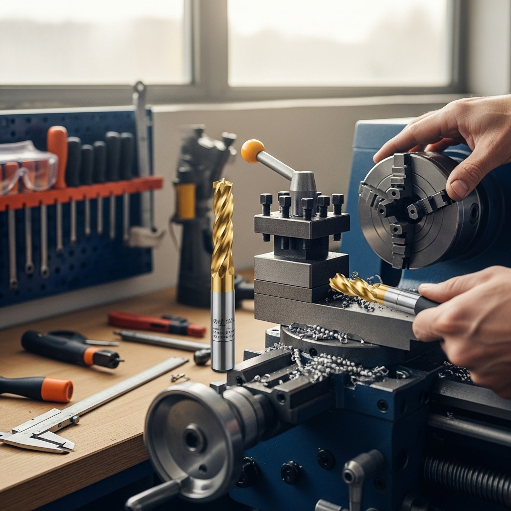 Generate an eye-catching, high-quality featured image prompt for a blog post about: Carbide End Mill