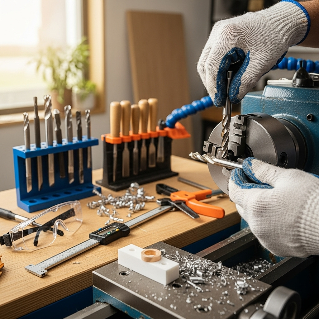 Generate an eye-catching, high-quality featured image prompt for a blog post about: Carbide End Mill