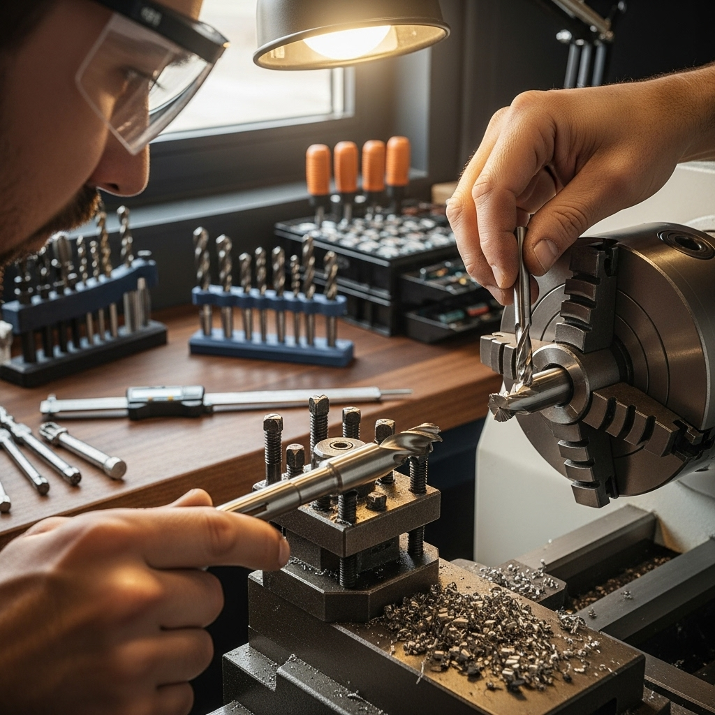 Generate an eye-catching, high-quality featured image prompt for a blog post about: Carbide End Mill