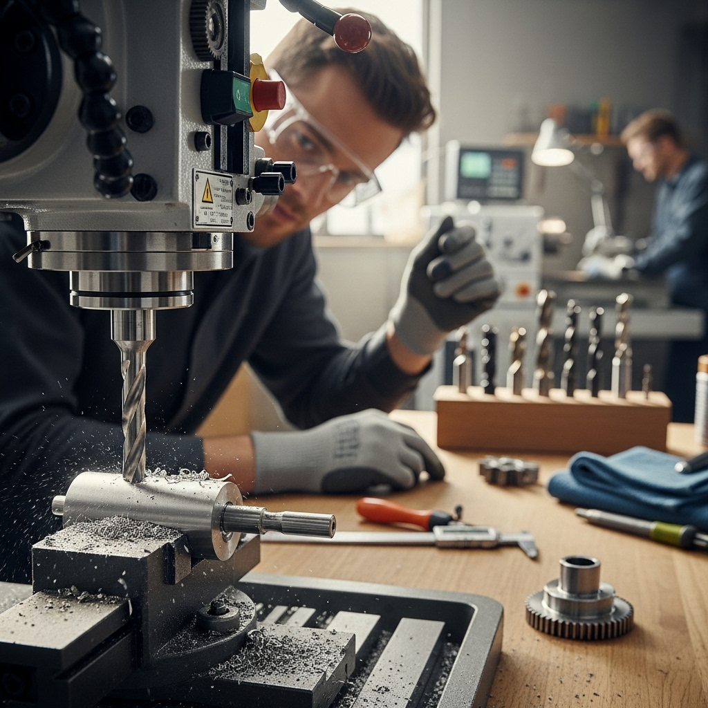 Generate an eye-catching, high-quality featured image prompt for a blog post about: Carbide End Mill