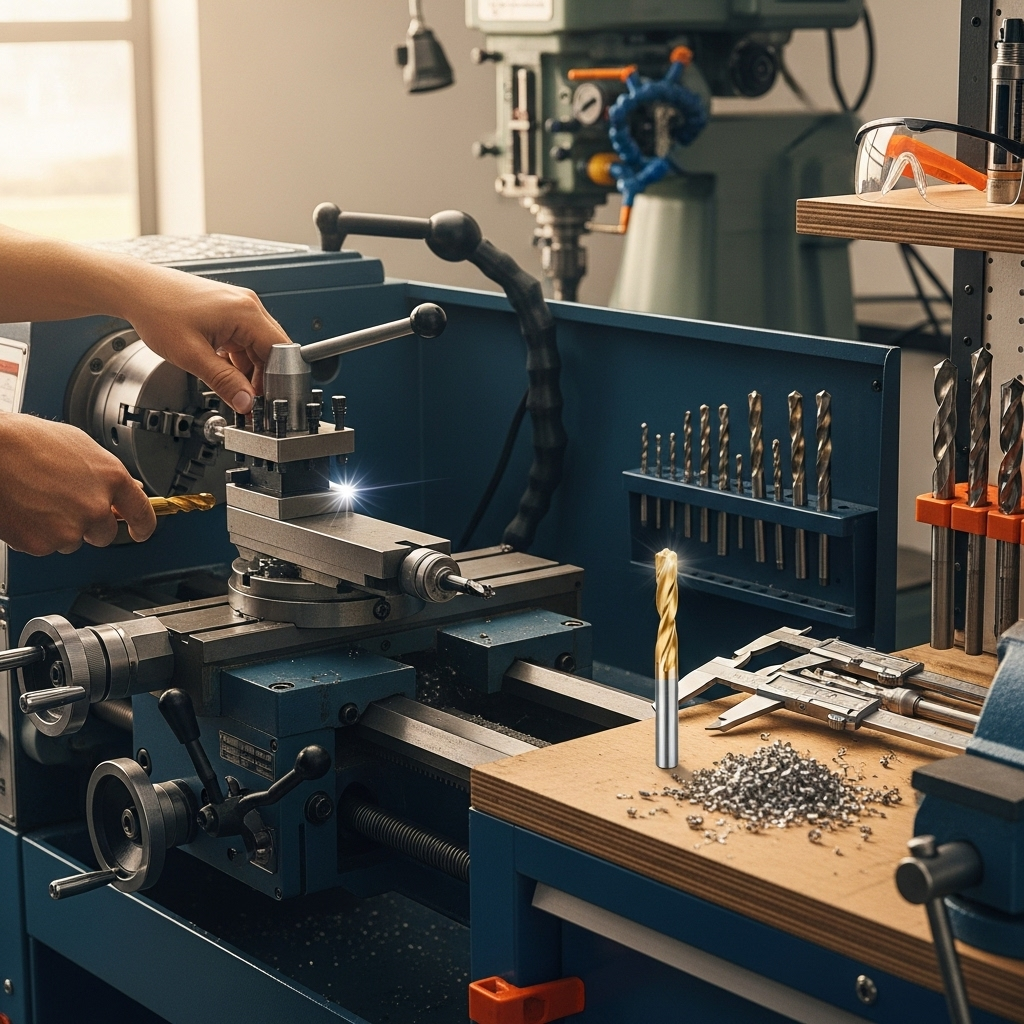 Generate an eye-catching, high-quality featured image prompt for a blog post about: Carbide End Mill