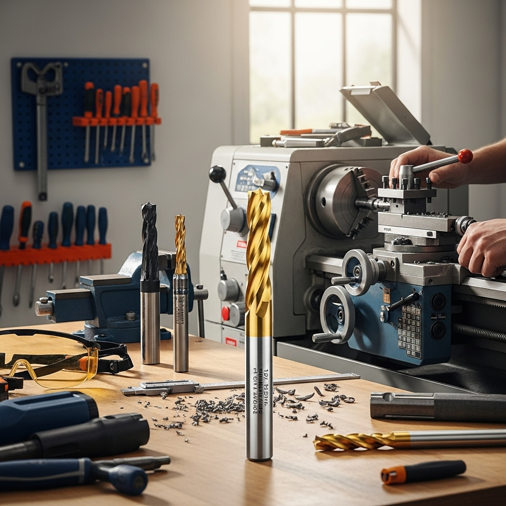 Generate an eye-catching, high-quality featured image prompt for a blog post about: Carbide End Mill