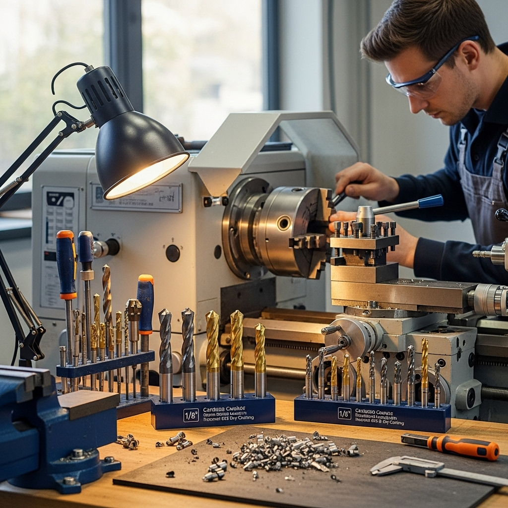 Generate an eye-catching, high-quality featured image prompt for a blog post about: Carbide End Mill