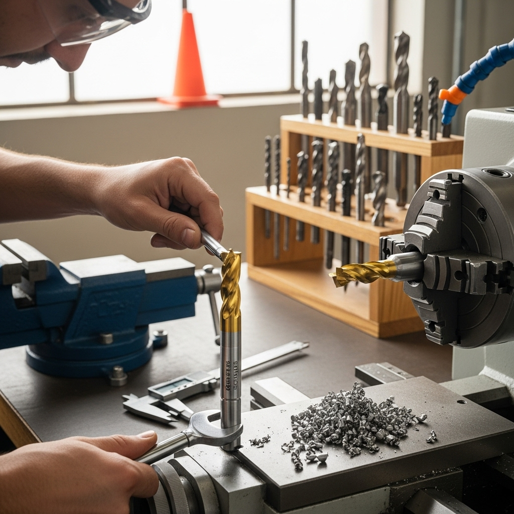 Generate an eye-catching, high-quality featured image prompt for a blog post about: Carbide End Mill