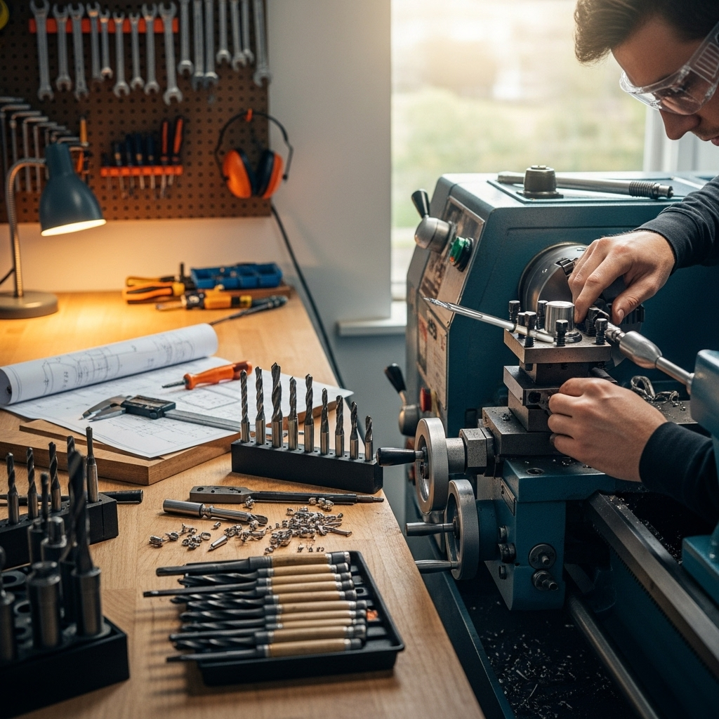 Generate an eye-catching, high-quality featured image prompt for a blog post about: Carbide End Mill