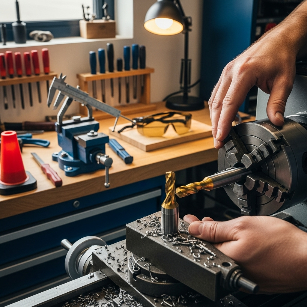 Generate an eye-catching, high-quality featured image prompt for a blog post about: Carbide End Mill