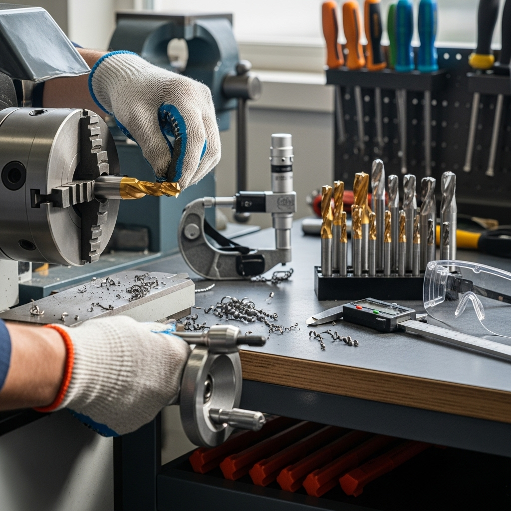 Generate an eye-catching, high-quality featured image prompt for a blog post about: Carbide End Mill