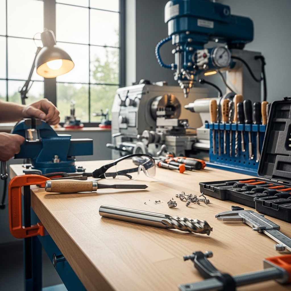 Generate an eye-catching, high-quality featured image prompt for a blog post about: Carbide End Mill